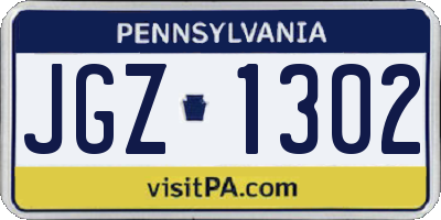 PA license plate JGZ1302