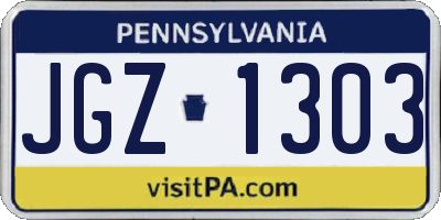 PA license plate JGZ1303