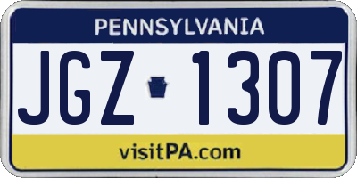 PA license plate JGZ1307