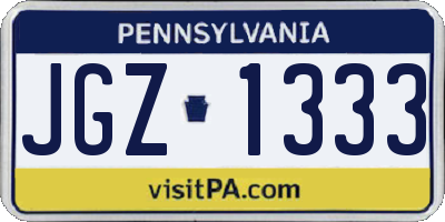 PA license plate JGZ1333