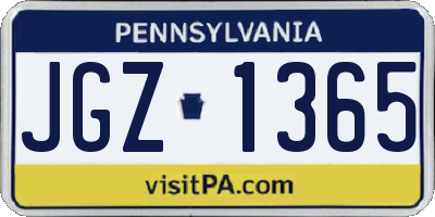 PA license plate JGZ1365