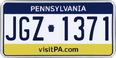 PA license plate JGZ1371