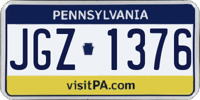 PA license plate JGZ1376