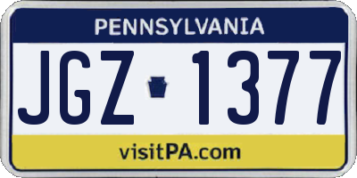 PA license plate JGZ1377