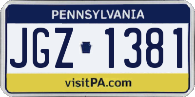 PA license plate JGZ1381