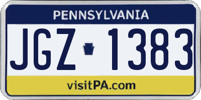 PA license plate JGZ1383