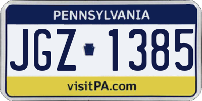 PA license plate JGZ1385