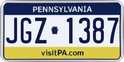 PA license plate JGZ1387
