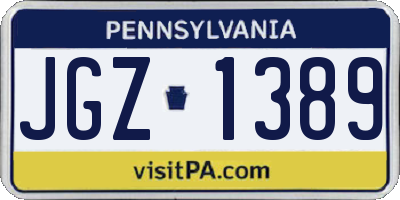 PA license plate JGZ1389