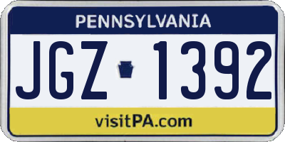 PA license plate JGZ1392