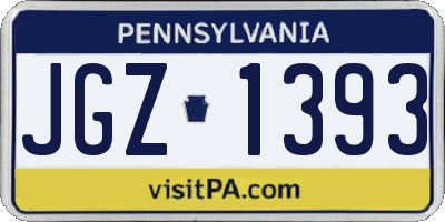 PA license plate JGZ1393