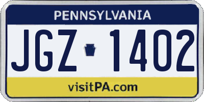 PA license plate JGZ1402