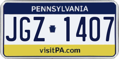 PA license plate JGZ1407