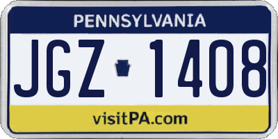 PA license plate JGZ1408