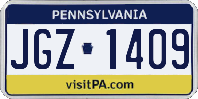 PA license plate JGZ1409