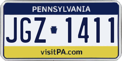 PA license plate JGZ1411
