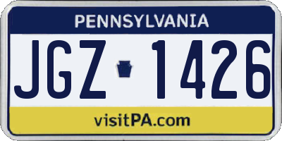 PA license plate JGZ1426