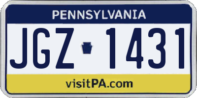 PA license plate JGZ1431