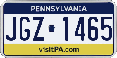 PA license plate JGZ1465