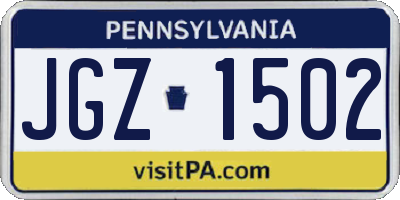 PA license plate JGZ1502