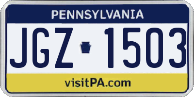 PA license plate JGZ1503