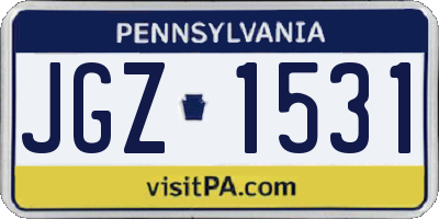 PA license plate JGZ1531