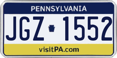 PA license plate JGZ1552
