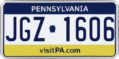 PA license plate JGZ1606