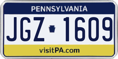 PA license plate JGZ1609