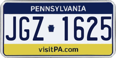 PA license plate JGZ1625