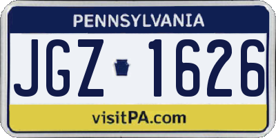 PA license plate JGZ1626