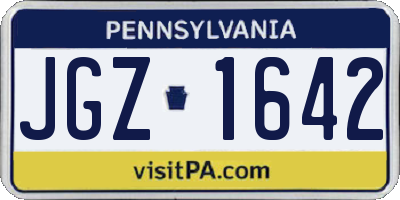 PA license plate JGZ1642