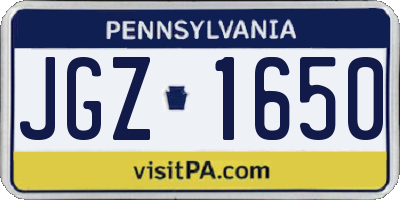 PA license plate JGZ1650