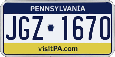 PA license plate JGZ1670
