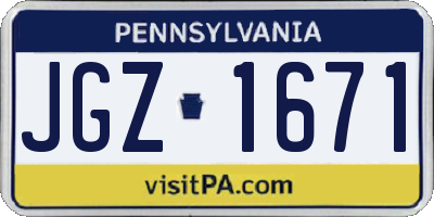 PA license plate JGZ1671