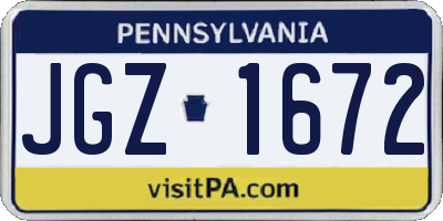 PA license plate JGZ1672