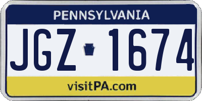 PA license plate JGZ1674