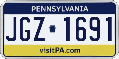 PA license plate JGZ1691