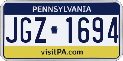 PA license plate JGZ1694