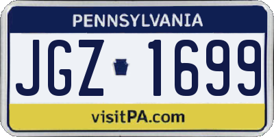 PA license plate JGZ1699