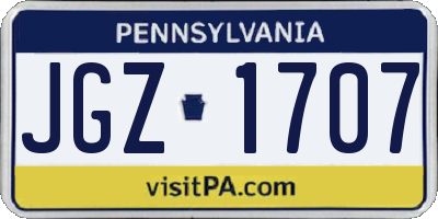 PA license plate JGZ1707