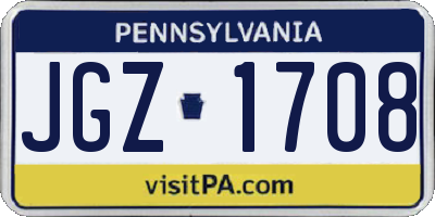 PA license plate JGZ1708