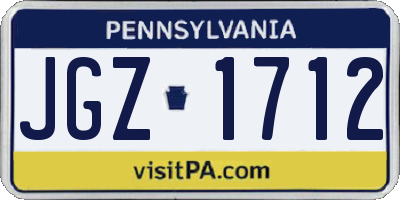 PA license plate JGZ1712