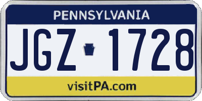 PA license plate JGZ1728