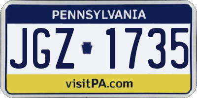 PA license plate JGZ1735