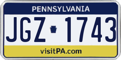 PA license plate JGZ1743