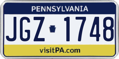 PA license plate JGZ1748