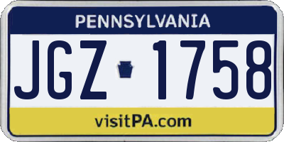 PA license plate JGZ1758
