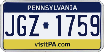 PA license plate JGZ1759