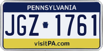PA license plate JGZ1761